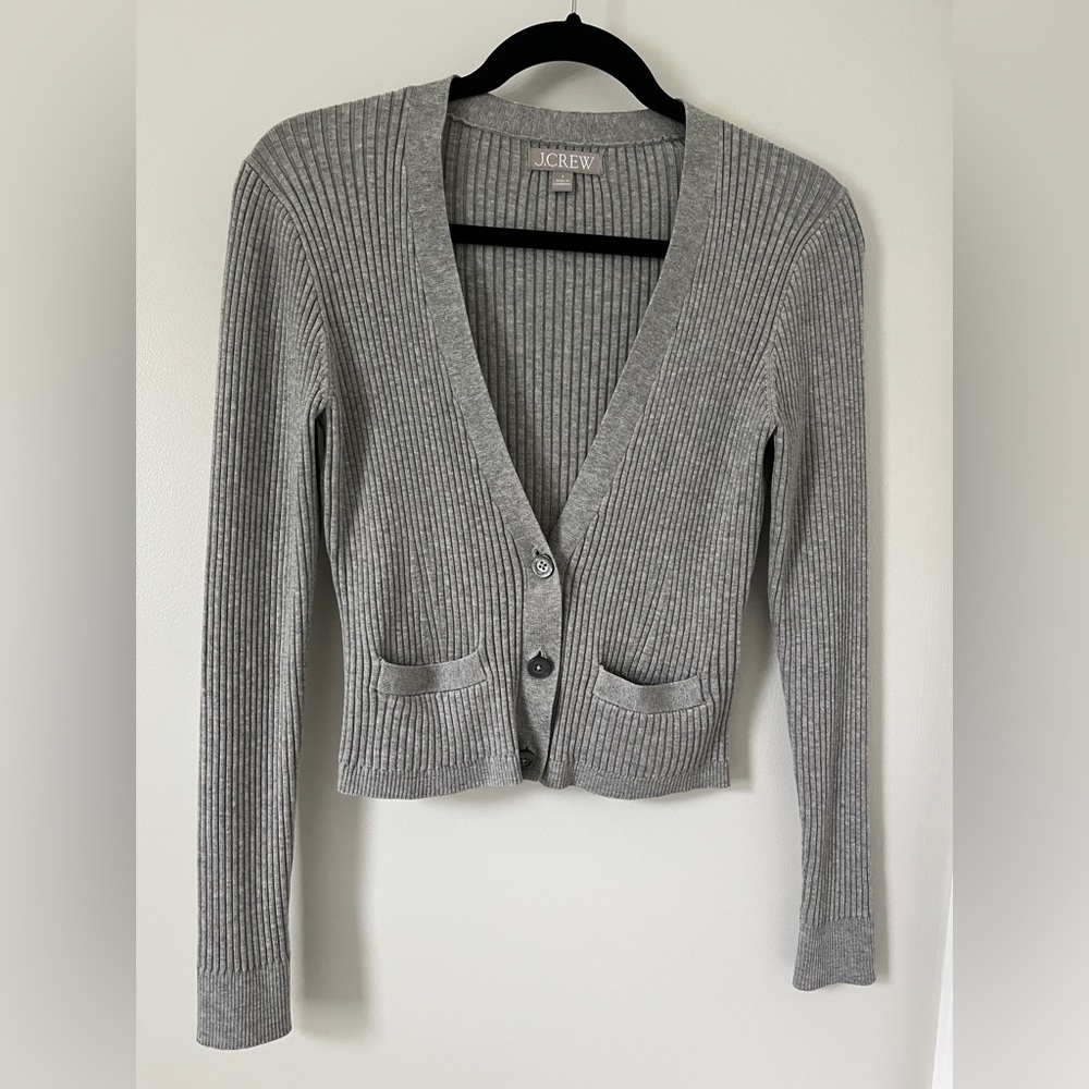 J. Crew Women's Gray Ribbed Cardigan